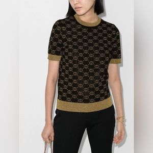 Gucci | Tops | Gucci Black Gold Gg Sweater | Poshmark